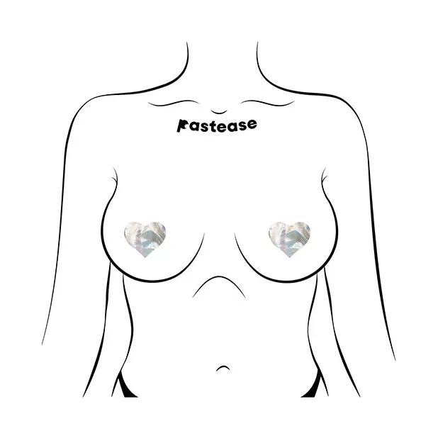 Pastease Premium Petites Holographic Heart - Silver O/S Pack of 2 Pair - Lingerie - Packaged