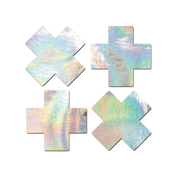 Pastease Premium Petites Holographic Plus X - Silver O/S Pack of 2 Pair - Lingerie - Packaged