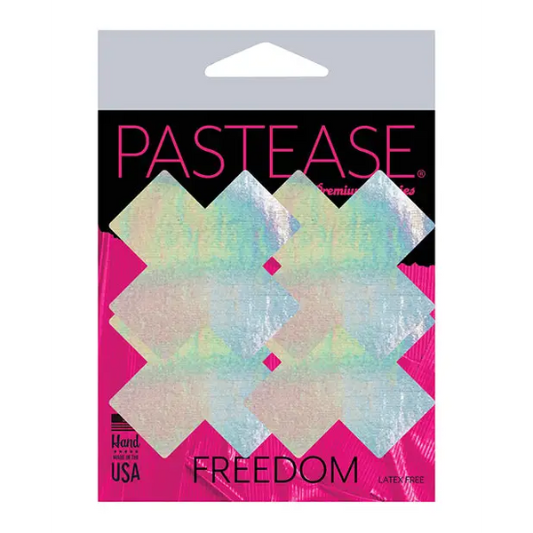 Pastease Premium Petites Holographic Plus X - Silver O/S Pack of 2 Pair - Lingerie - Packaged