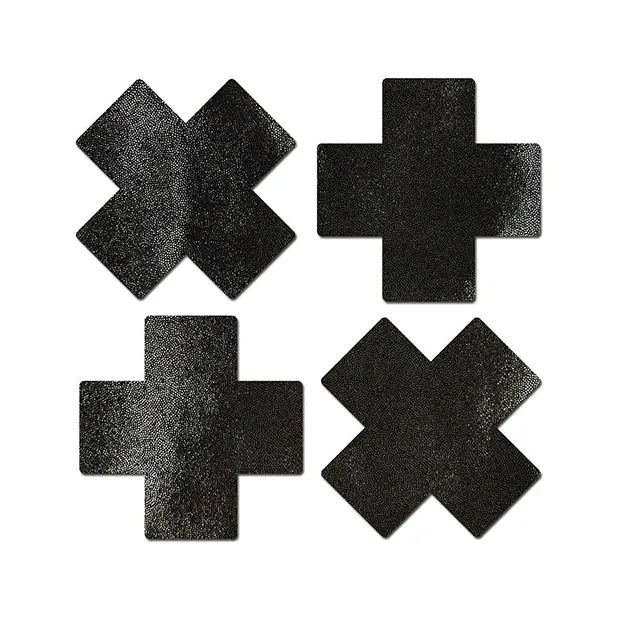 Pastease Premium Petites Liquid Cross - Black O/S Pack of 2 Pair - Lingerie - Packaged