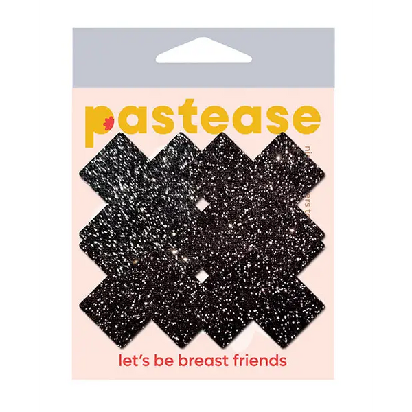 Pastease Premium Petites Sparkle Plus X - Black O/S Pack of 2 Pair - Lingerie - Packaged
