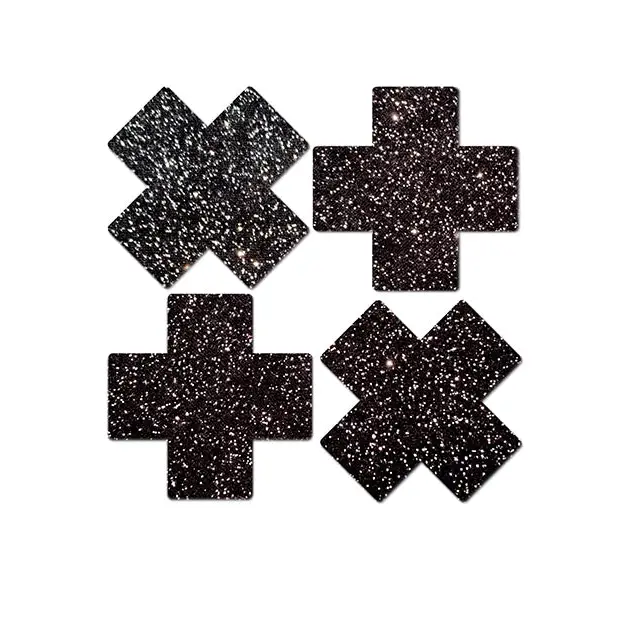 Pastease Premium Petites Sparkle Plus X - Black O/S Pack of 2 Pair - Lingerie - Packaged