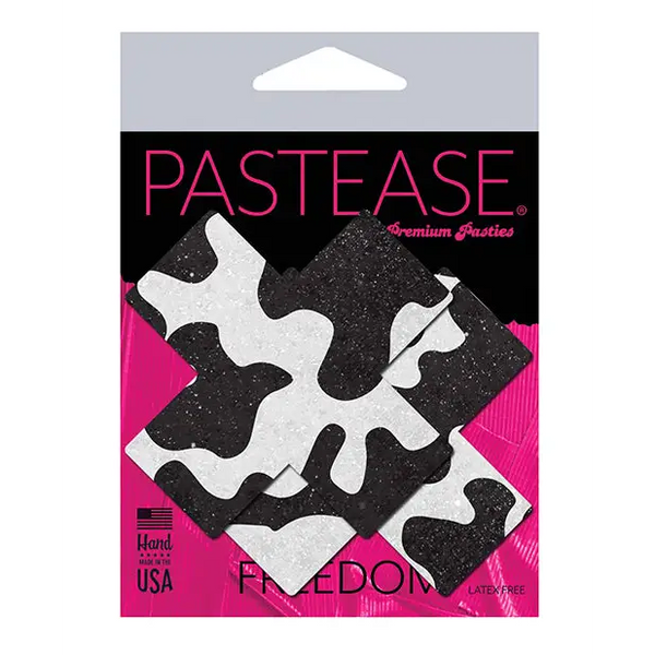 Pastease Premium Plus X Cow Print Cross - Black/White O/S - Lingerie - Packaged