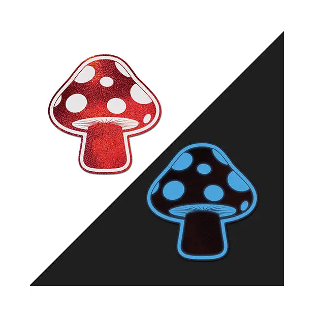 Pastease Premium Shiny Glow in the Dark Shroom - Red/White O/S - Lingerie - Packaged