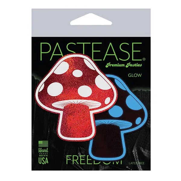 Pastease Premium Shiny Glow in the Dark Shroom - Red/White O/S - Lingerie - Packaged