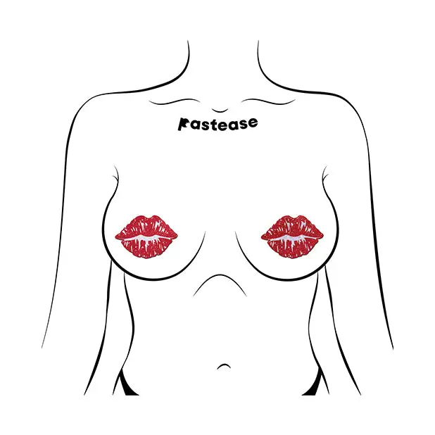 Pastease Premium Sparkle Kissing Lips - Red O/S - Lingerie - Packaged