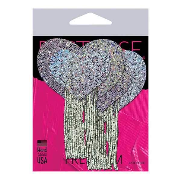 Pastease Tassel Glitter Heart - Silver O/S - Lingerie - Packaged
