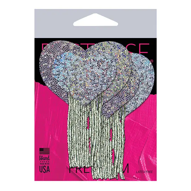 Pastease Tassel Glitter Heart - Silver O/S - Lingerie - Packaged
