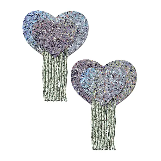 Pastease Tassel Glitter Heart - Silver O/S - Lingerie - Packaged