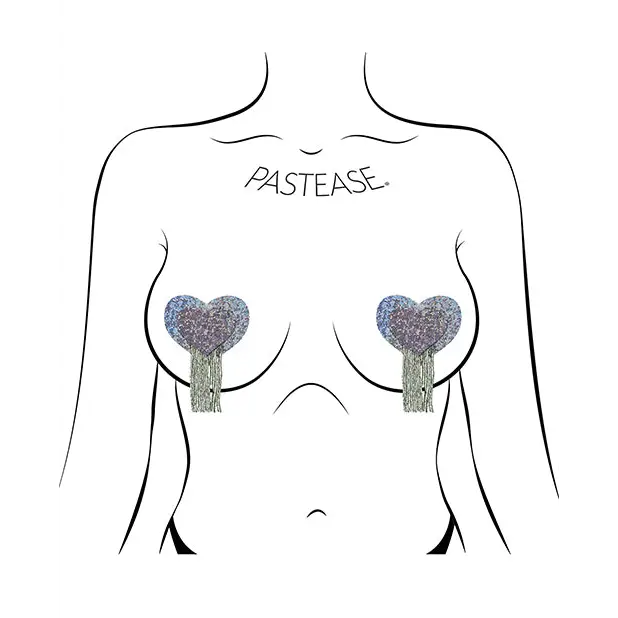 Pastease Tassel Glitter Heart - Silver O/S - Lingerie - Packaged