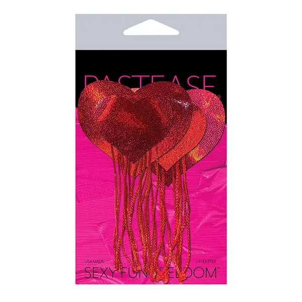 Pastease Tassel Holographic Heart - Red O/S - Lingerie - Packaged