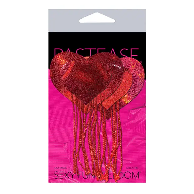Pastease Tassel Holographic Heart - Red O/S - Lingerie - Packaged