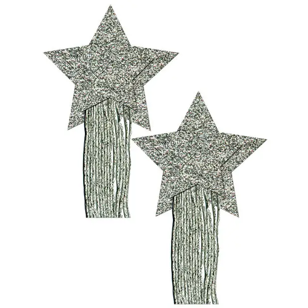 Pastease Tassle Glitter Stars - Silver O/S - Lingerie - Packaged