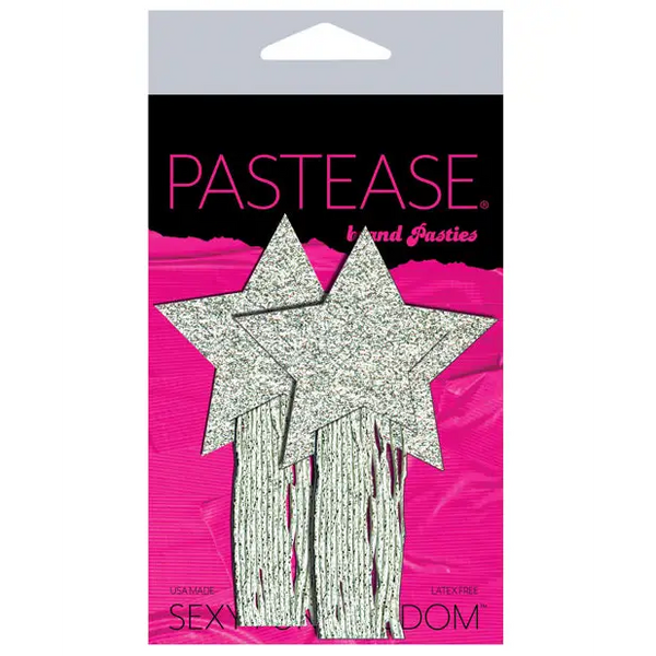 Pastease Tassle Glitter Stars - Silver O/S - Lingerie - Packaged