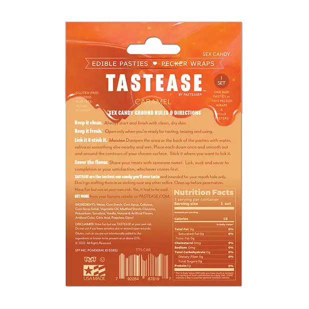 Pastease Tastease Edible Pasties & Pecker Wraps - Caramel O/S - Lingerie - Packaged