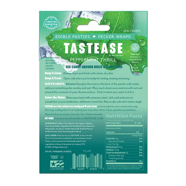 Pastease Tastease Edible Pasties & Pecker Wraps - Peppermint O/S - Lingerie - Packaged