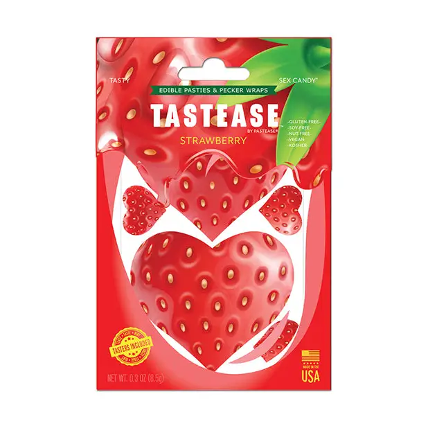 Pastease Tastease Edible Pasties & Pecker Wraps - Strawberry O/S - Lingerie - Packaged