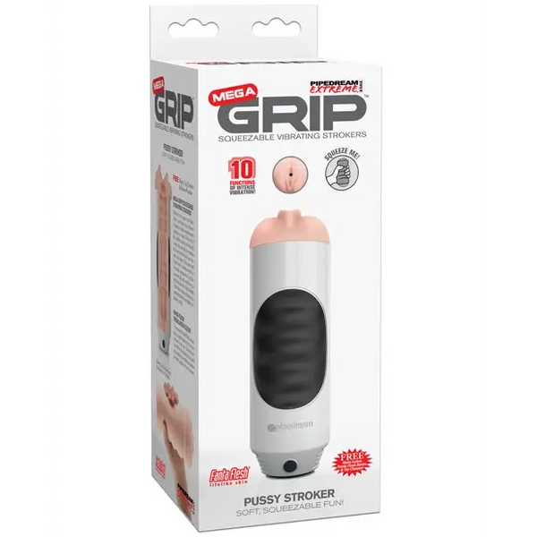 PDX Extreme Mega Grip Squeezable Vibrating Strokers - Pussy - Dolls & Masturbators