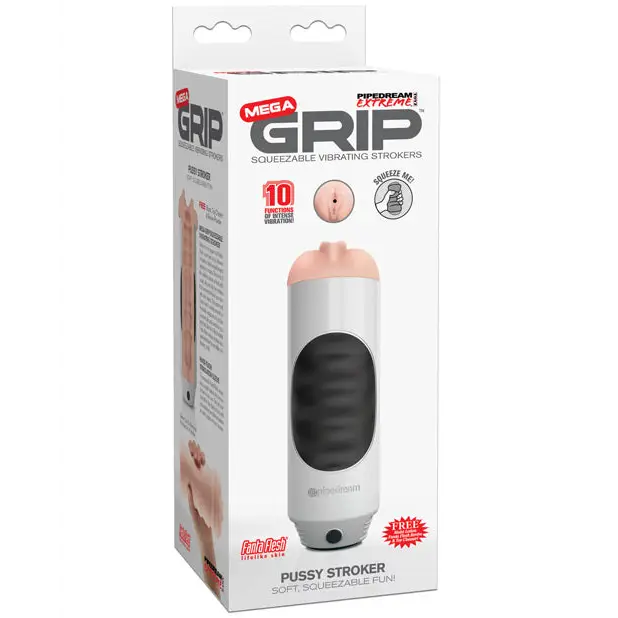 PDX Extreme Mega Grip Squeezable Vibrating Strokers - Pussy - Dolls & Masturbators