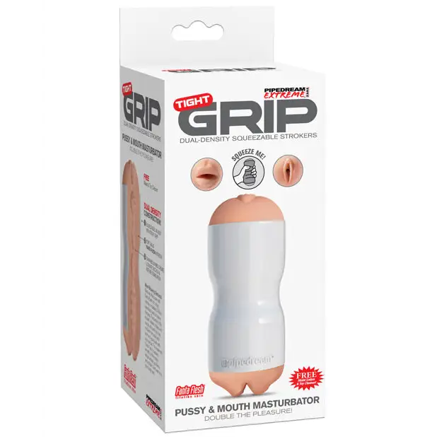 PDX Extreme Tight Grip Dual Density Squeezable Strokers - Pussy & Mouth - Dolls & Masturbators