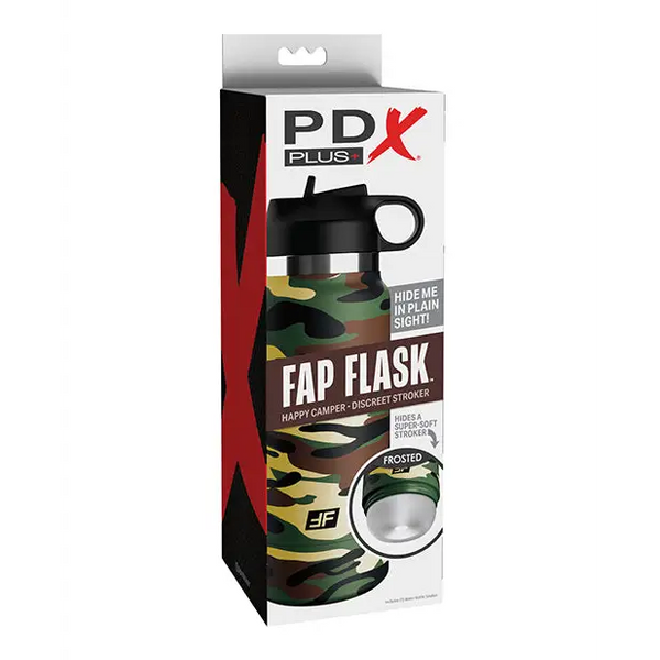 PDX Plus Fap Flask Happy Camper Stroker - Frosted/Camo - Dolls & Masturbators
