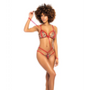 Peek a Boo Top w/Detachable Wrist Straps Thong & Eye Mask Red/Snake L/XL - Lingerie - Packaged
