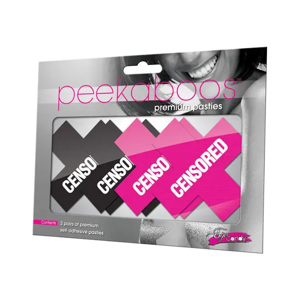 Peekaboos Censored Pasties - 2 Pairs 1 Black/1 Pink - Lingerie - Packaged