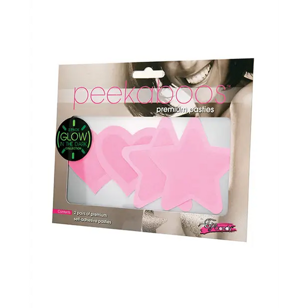 Peekaboos Glow in the Dark Hearts & Stars - Hot Pink 2 Pairs - Lingerie - Packaged