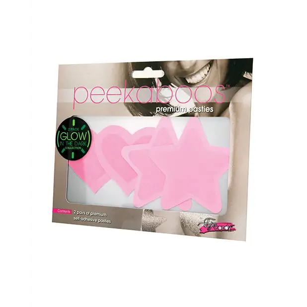 Peekaboos Glow in the Dark Hearts & Stars - Hot Pink 2 Pairs - Lingerie - Packaged
