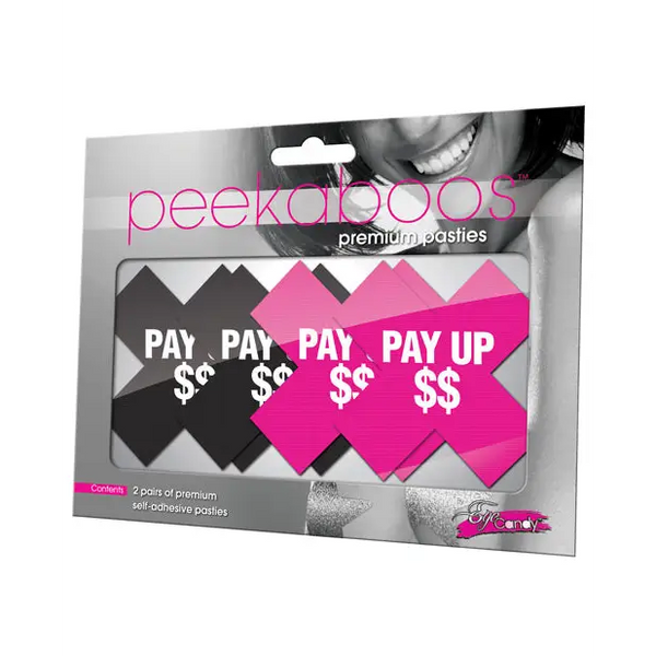 Peekaboos Pay Up Pasties - 2 Pairs 1 Black/1 Pink - Lingerie - Packaged