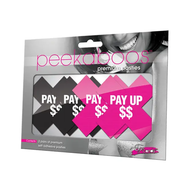 Peekaboos Pay Up Pasties - 2 Pairs 1 Black/1 Pink - Lingerie - Packaged