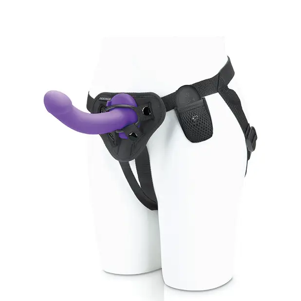 Pegasus 6’’ Rechargeable Curved Peg w/Adjustable Harness & Remote Set - Purple - Strap Ons