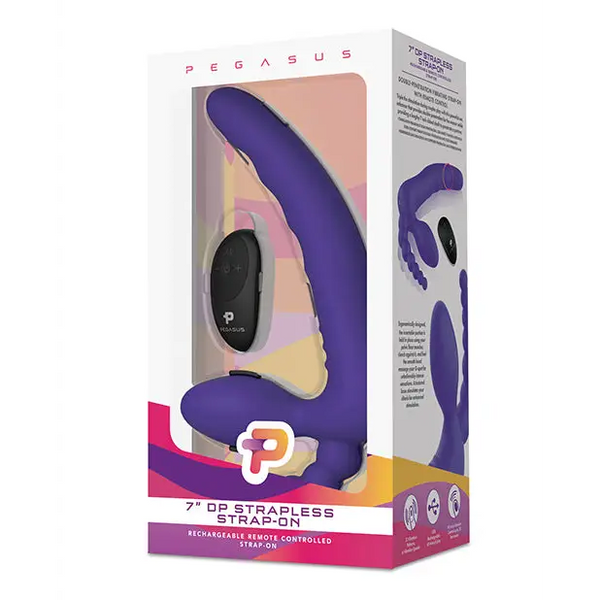 Pegasus 7’’ Strapless Strap On w/Remote - Purple - Strap Ons