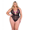 Peony Paradise Teddy - Black 2X - Lingerie - Plus/Queen - Hanging