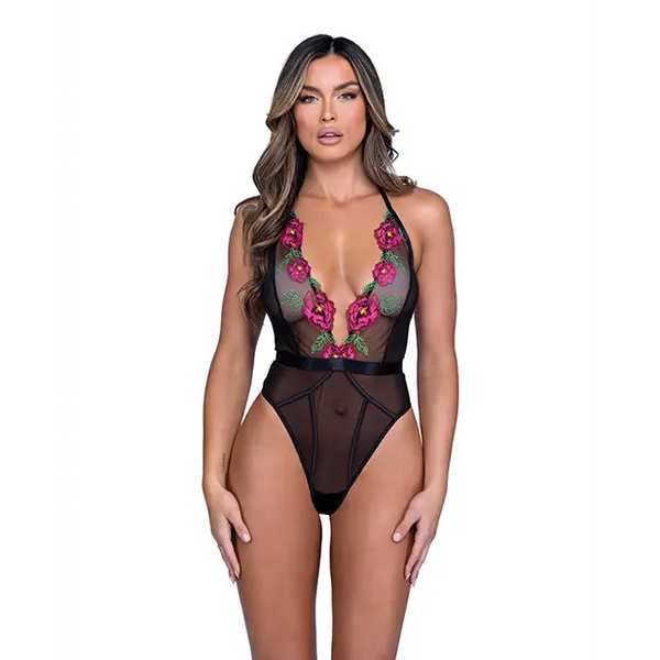 Peony Paradise Teddy - Black SM - Lingerie - Hanging