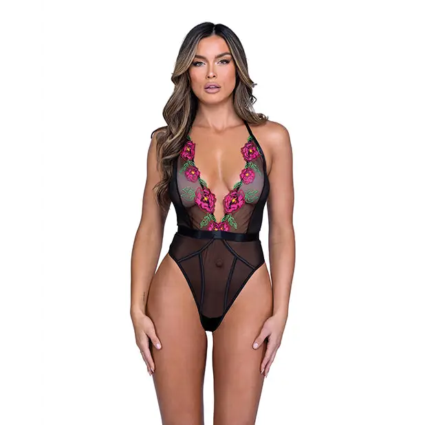 Peony Paradise Teddy - Black SM - Lingerie - Hanging