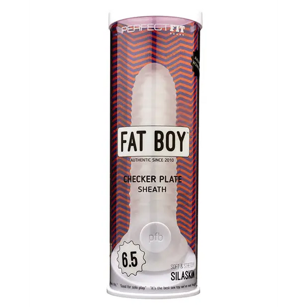 Perfect Fit Fat Boy 6.5’’ Checker Plate Sheath - Clear - Penis Enhancement
