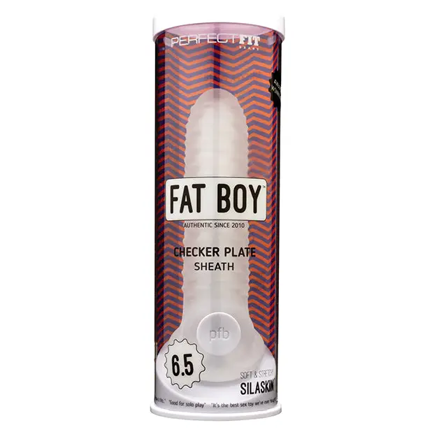 Perfect Fit Fat Boy 6.5’’ Checker Plate Sheath - Clear - Penis Enhancement