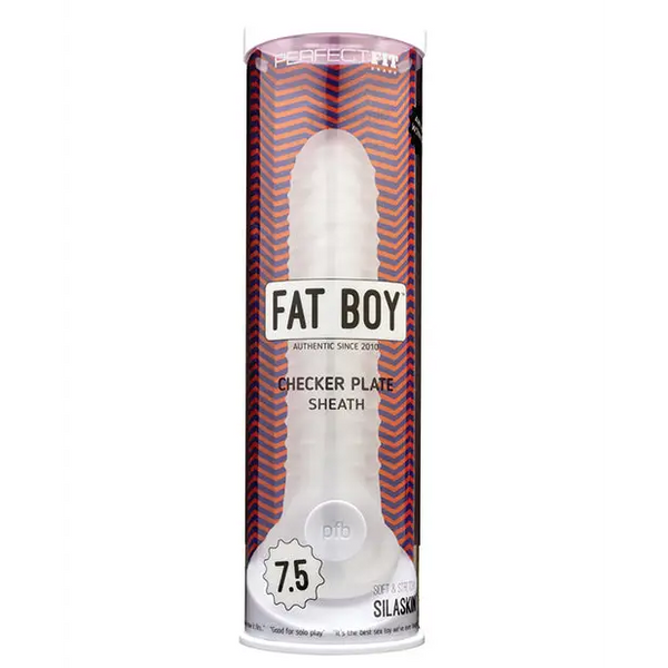 Perfect Fit Fat Boy 7.5’’ Checker Plate Sheath- Clear - Penis Enhancement