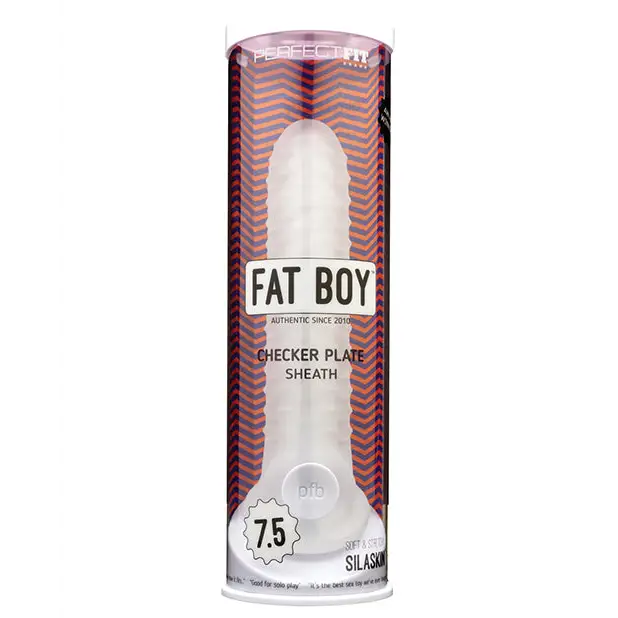 Perfect Fit Fat Boy 7.5’’ Checker Plate Sheath- Clear - Penis Enhancement