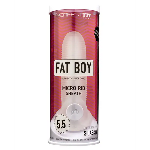 Perfect Fit Fat Boy Micro Ribbed Sheath 5.5’’ - Clear - Penis Enhancement