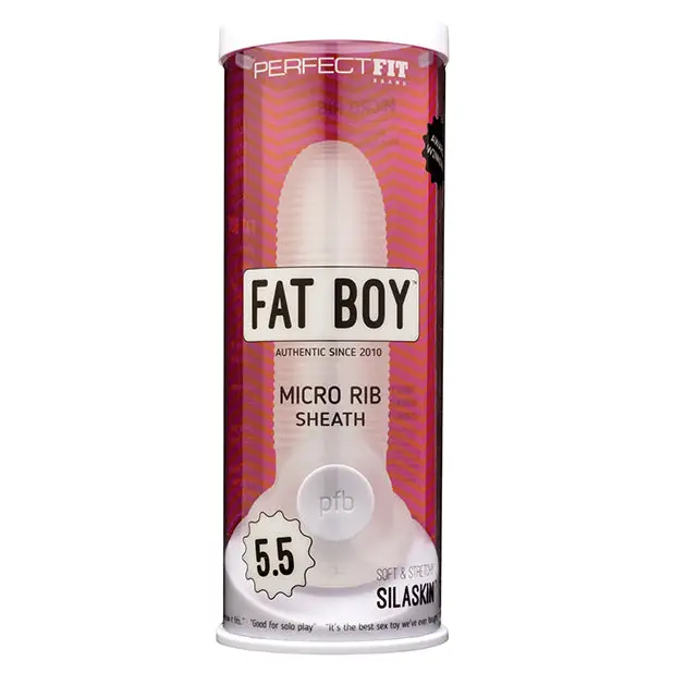Perfect Fit Fat Boy Micro Ribbed Sheath 5.5’’ - Clear - Penis Enhancement