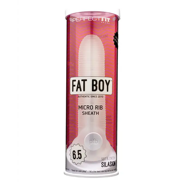 Perfect Fit Fat Boy Micro Ribbed Sheath 6.5’’ - Clear - Penis Enhancement