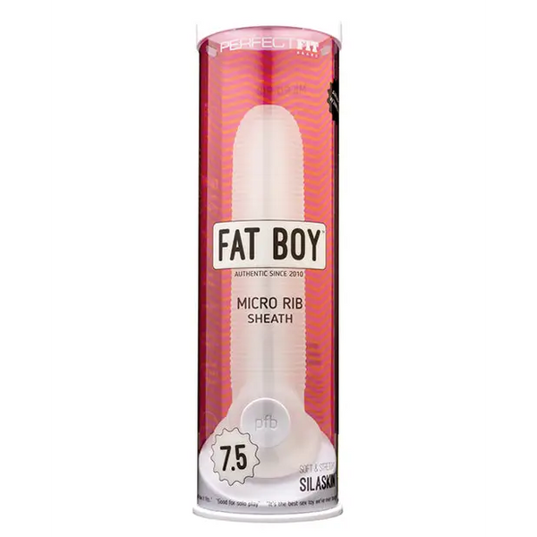 Perfect Fit Fat Boy Micro Ribbed Sheath 7.5’’ - Clear - Penis Enhancement