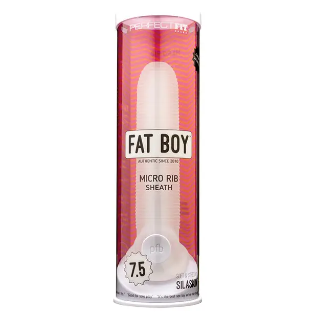 Perfect Fit Fat Boy Micro Ribbed Sheath 7.5’’ - Clear - Penis Enhancement