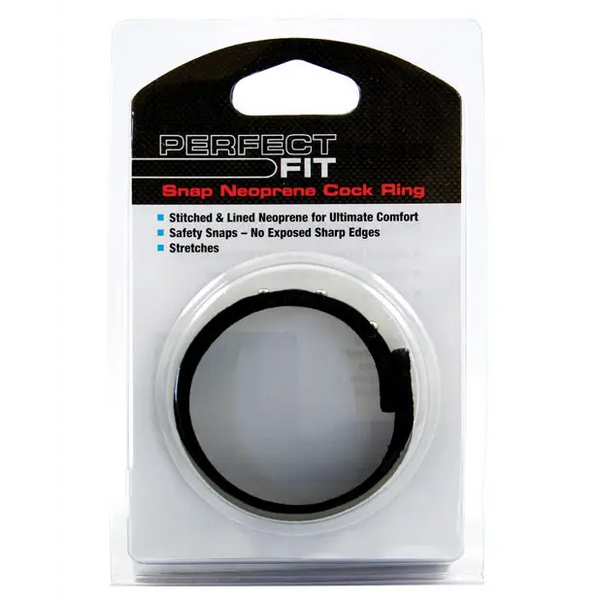 Perfect Fit Neoprene Snap Cock Ring - Black - Penis Enhancement
