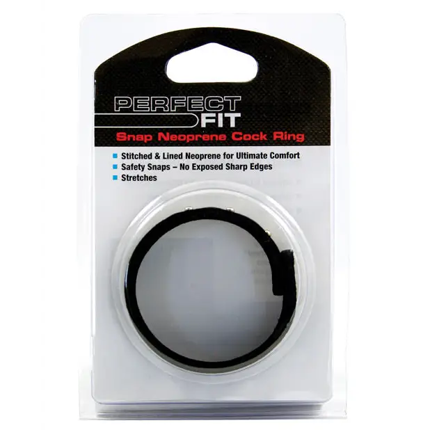 Perfect Fit Neoprene Snap Cock Ring - Black - Penis Enhancement