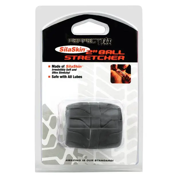 Perfect Fit SilaSkin Ball Stretcher - Black - Penis Enhancement