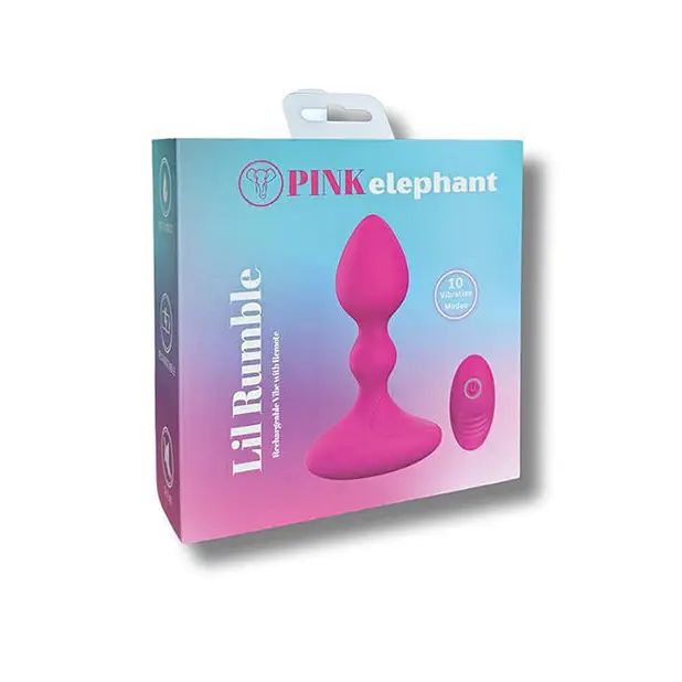 Pink Elephant Lil Rumble Rechargeable Vibe w/Remote - Pink - Anal Products