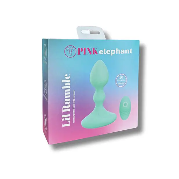 Pink Elephant Lil Rumble Rechargeable Vibe w/Remote - Aqua - Anal Products